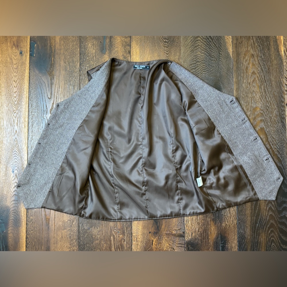 Paul Jones Since 1958 - Herringbone Wool Waistcoat Vest - M - Picture 12 of 14